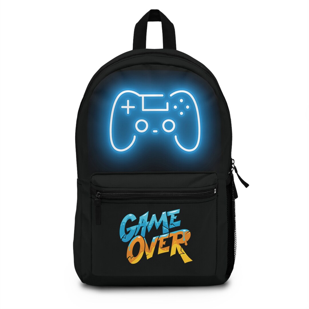 Gaming Backpack, Game Over Controller Blue on Black Pack, for School or ...