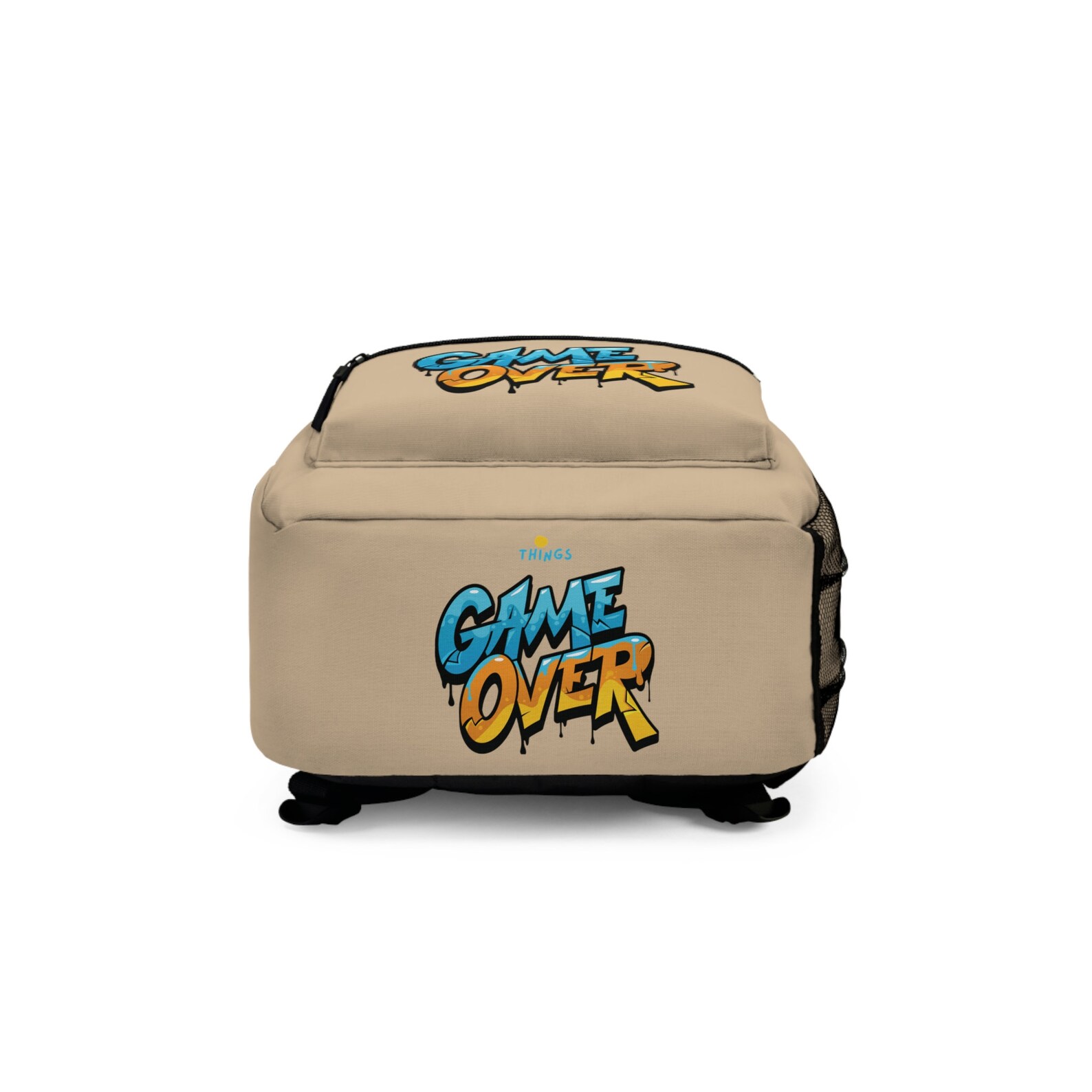 Gaming Backpack, Game Over Controller Blue on Beige Pack, for School or ...
