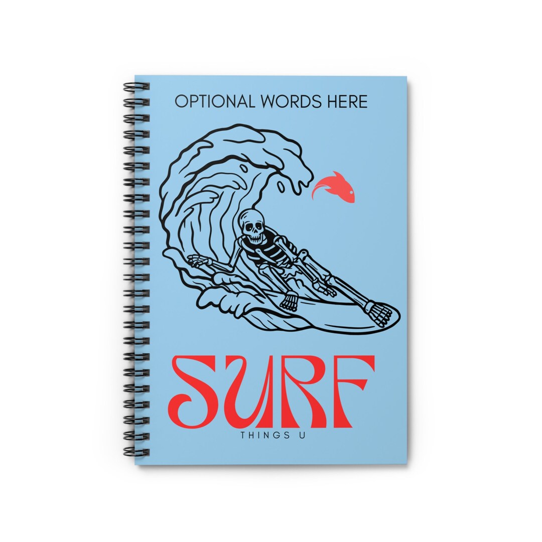 Back to School Notebook - Spiral - Ruled Line - Skeleton - Surf - Fish ...