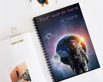 Back to School Notebook -Spiral, Ruled Line - Outer Space - Astronaut - Planets - Composition book - Personalize - Variations - Stationary