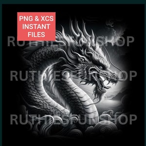 Dragon 3D PNG/XCS Downloadable Files Slate-Wood Coasters, Tumblers, Laser Engraving, Printing Too, Commercial Use Ok, Ominous Dragon Image