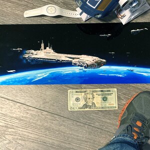 8x24 metal print of the Halcyon StarCruiser in space (location of your choice)