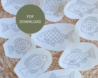Fish Embroidery Pattern PDF | Ocean Fish Hand Embroidery Designs | Instant Download | Beginner Friendly Nautical Stitch Pattern Set