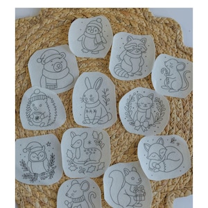 Winter Woodland Animals Stick and Stitch Embroidery Patterns - 15 Designs
