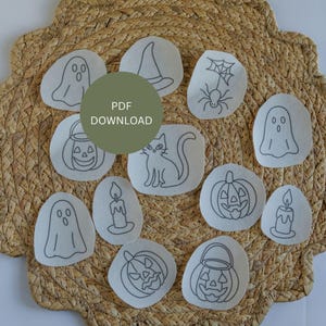 Halloween Embroidery Patterns PDF Download, Stick and Stitch Designs, Printable Templates for Beginner Hand Embroidery, Fall & Witch Motifs
