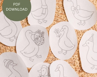 Goose Embroidery Pattern PDF | Cottagecore Goose Designs | Printable Hand Embroidery Templates | Digital Download for Cute Farmhouse Decor