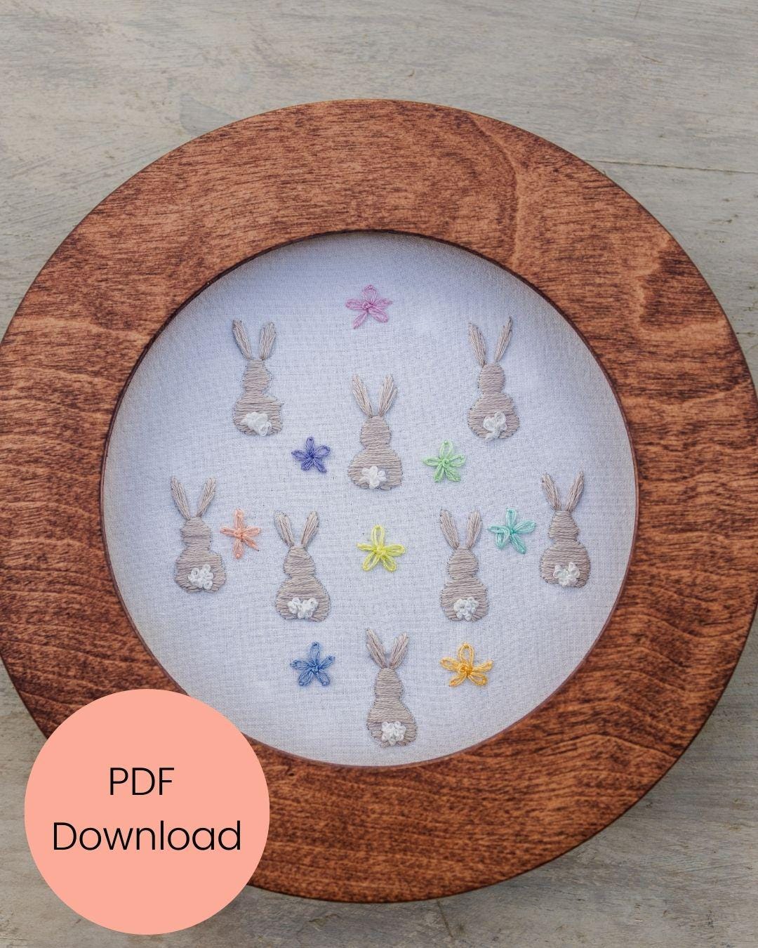 Bunny Tail Embroidery Pattern: Spring Rabbit & Flower Hoop Art (PDF ...