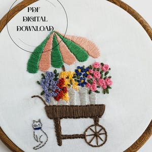 Stickmuster 'Blumenwagen', Stickmuster zum Sticken und Sticken