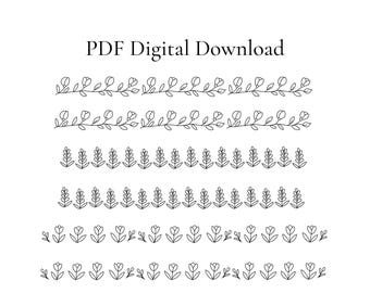 Floral Embroidery Stick and Stitch Patterns: 3 Flower Border Designs (PDF Pattern)