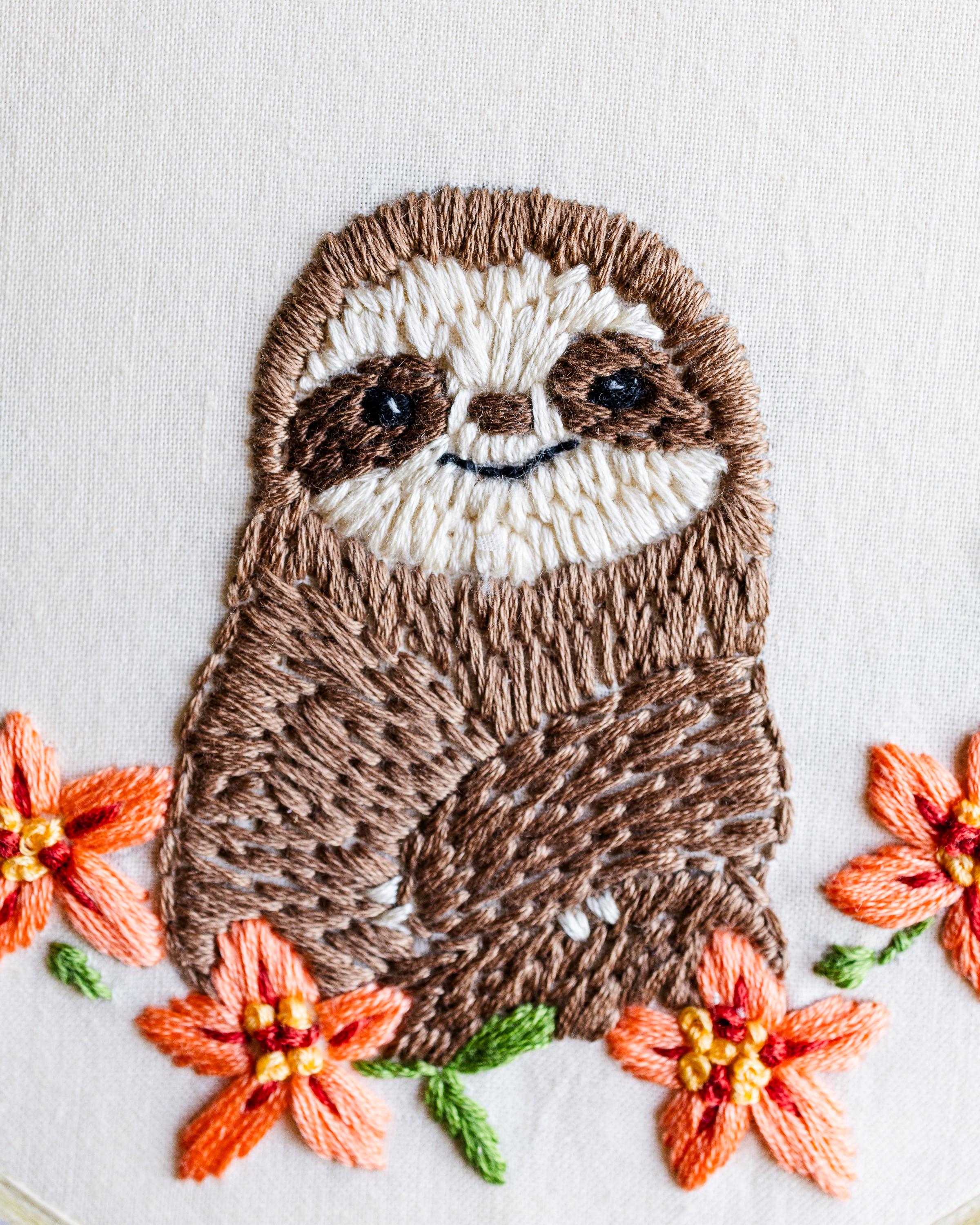 Sloth Embroidery Pattern PDF Cute Hand Embroidery Digital Download for ...