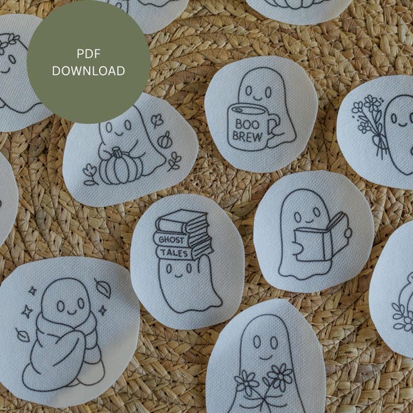 Ghost Embroidery Stick and Stitch Patterns: Halloween DIY (PDF Download)