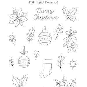 Christmas Hand Embroidery Stick and Stitch Pattern PDF Digital Download