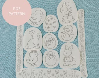 Easter Embroidery Patterns PDF | Stick and Stitch Designs | Bunnies ...