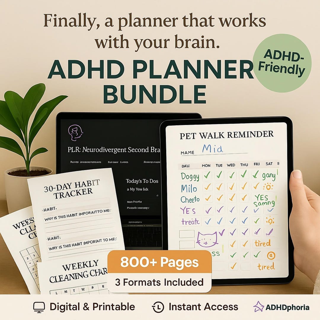 All-in-one ADHD Planner Bundle | Printable PDF, iPad Hyperlinked ...