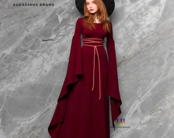 Elegant Purple Flare Sleeve Maxi Dress Women’s 2025 Spring Autumn Vintage Corset Waist Evening Gown