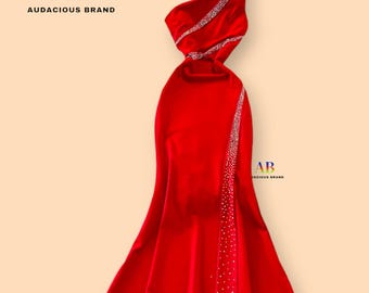 Audacious Brand One-Shoulder Summer Dress for Women, Elegant Rhinestone Detail Evening Gown, Luxury Party, Wedding Guest