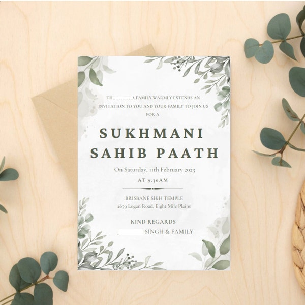 Modern Sukhmani Sahib Paath/ Path Invitations