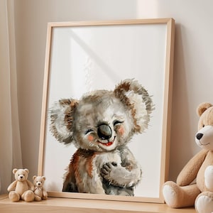 Kuscheliges Koala Kinderzimmer Dekor: gerahmte Poster, Drucke, Sherpa Decke, Kissen Buddy - Babyzimmer Ideen
