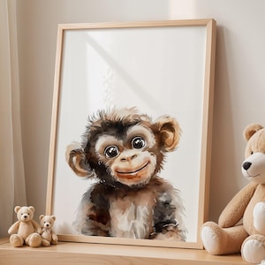 Affen Kinderzimmer Dekor: gerahmte Poster, Drucke, Sherpa Decke, Kissen Buddy