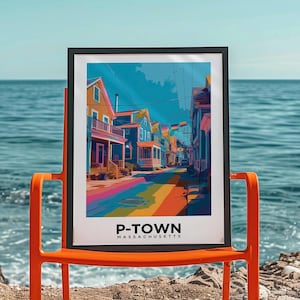 Provincetown Cape Cod Travel Poster - LGBTQ Pride Art per Beach House e decorazioni murali del New England