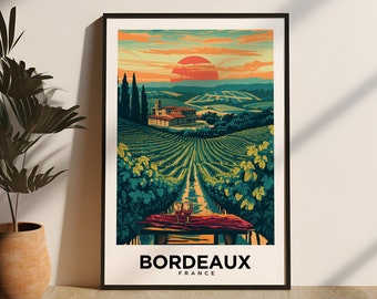 Bordeaux France Vintage Framed or Unframed Museum Quality Enhanced Matte Globetrotter Travel Poster