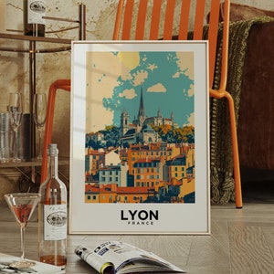 Poster da viaggio opaco di qualità del museo vintage di Lione Francia - Incorniciato o senza cornice