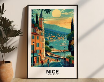 Nice France Vintage Framed or Unframed Museum Quality Enhanced Matte Globetrotter Travel Poster