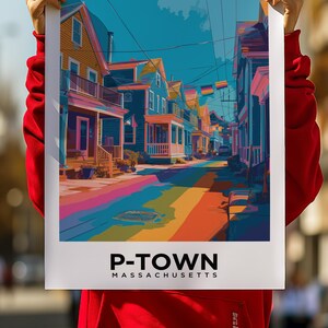Reseaffisch i Provincetown, HBTQ-pridekonst i Cape Cod, väggdekoration i kustnära Massachusetts från P-Town bild 16