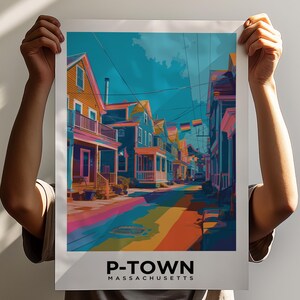 Reseaffisch i Provincetown, HBTQ-pridekonst i Cape Cod, väggdekoration i kustnära Massachusetts från P-Town bild 18