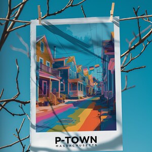 Reseaffisch i Provincetown, HBTQ-pridekonst i Cape Cod, väggdekoration i kustnära Massachusetts från P-Town bild 19