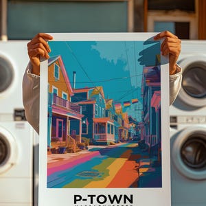 Reseaffisch i Provincetown, HBTQ-pridekonst i Cape Cod, väggdekoration i kustnära Massachusetts från P-Town bild 13
