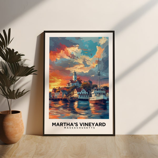 Martha's Vineyard Poster, Massachusetts Art Print, Massachusetts Home Decor, East Coast Wall Art, Beach House, Martha's Vineyard Souvenir