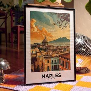 Neapel Italien Wahrzeichen Reiseposter - Hochzeitsgeschenk, Wohnheim Dekor, Bucket List Art
