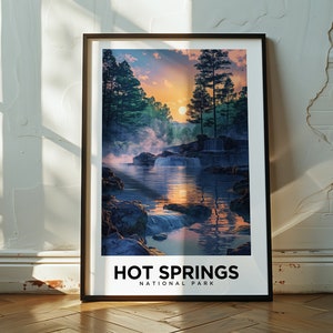National Park Art: Hot Springs National Park Travel Poster, Arkansas Print, Home Decor Gift for Him