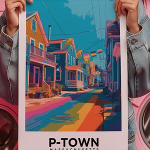 Reseaffisch i Provincetown, HBTQ-pridekonst i Cape Cod, väggdekoration i kustnära Massachusetts från P-Town bild 7