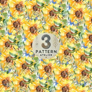 Vintage Retro Zierliche Frühling Blumen Flower Power Sommer Sonnenblume wiederholen nahtlose Stoffmuster