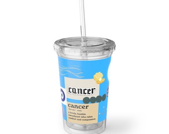 Cancer Zodiac Suave Acrylic Cups, Zodiac drinkware, Astrology sign cup, Acrylic party cup, Tumbler with lid and straw, 16oz Tumbler
