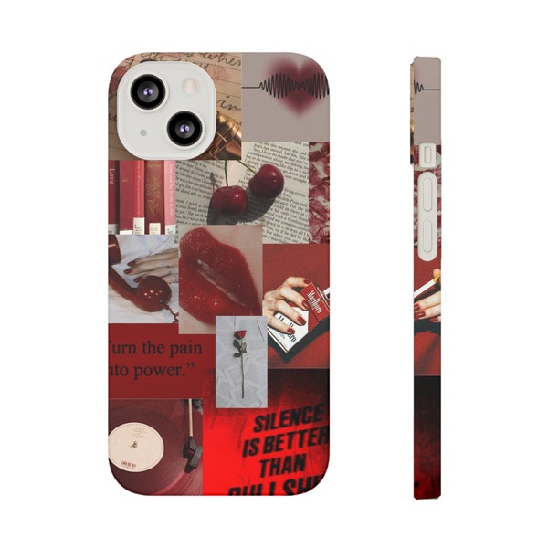 Vixen Red Slim Phone Case, Dark Red Phone Case, Cherry Red Phone Case, iPhone Case, Samsung Case, Dark Red Aesthetic phone case