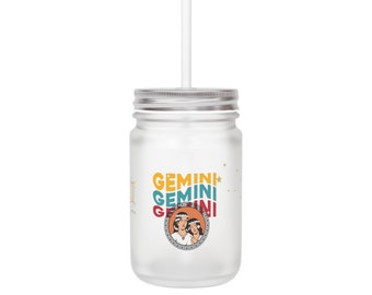 Gemini Zodiac Design Mason Jar