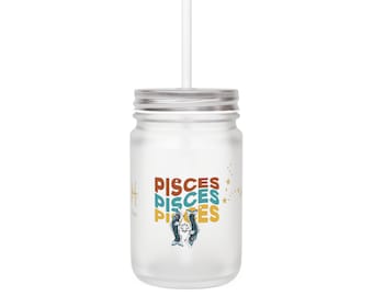 Pisces Zodiac Design Mason Jar