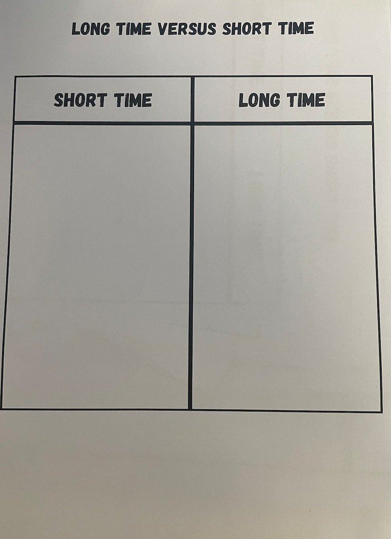 Short Time Versus Long Time Worksheet - Etsy