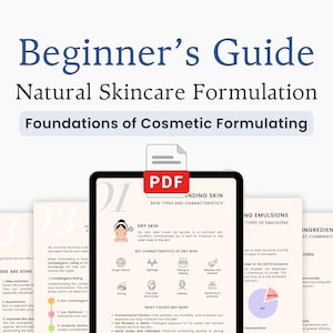 Guía para principiantes sobre formulación de cosméticos naturales / Cuidado de la piel (eBook para principiantes) / Descarga digital en PDF