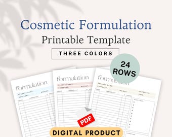 Modelli stampabili per formulazioni cosmetiche / Schede per la scrittura di ricette (PDF)