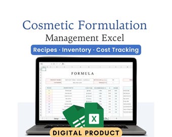 Foglio di calcolo Excel per la gestione delle formulazioni cosmetiche / Ricette, inventario e monitoraggio dei costi (Excel + Fogli Google)