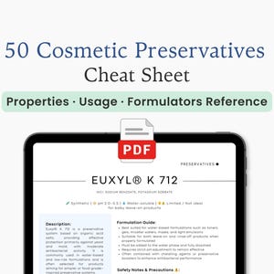 Guía de 50 conservantes cosméticos (PDF) / Perfiles de conservantes / Guía práctica para formulaciones de productos para el cuidado de la piel