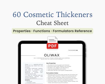 60 schede riassuntive di addensanti cosmetici per la formulazione della cura della pelle / Guida PDF completa