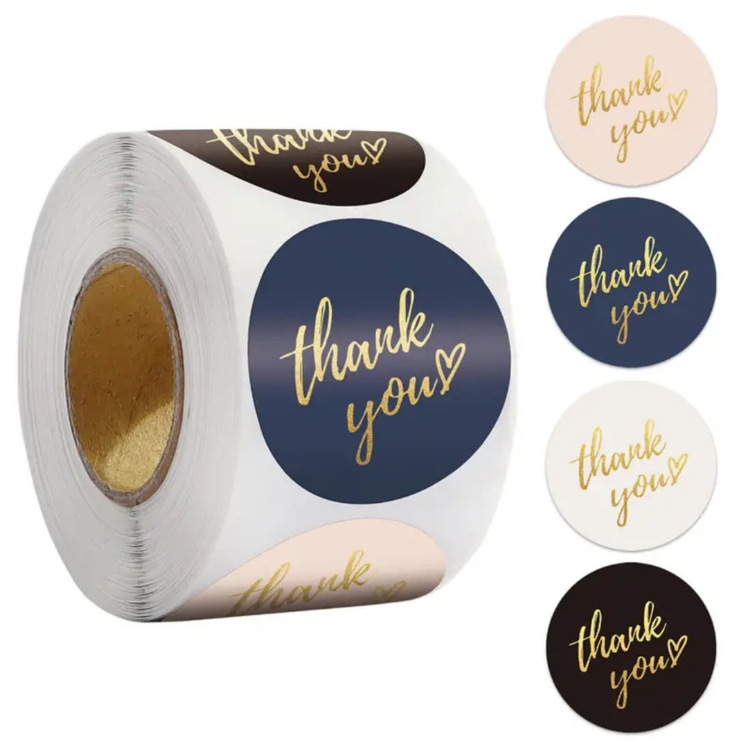 Round Golden Foil Thank You Sticker 1 Inch Sealing Labels for Small ...