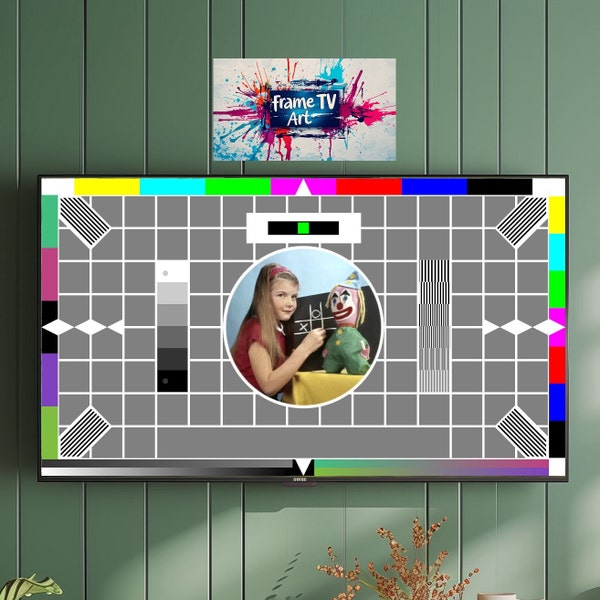 Samsung Frame TV Art |  Nostalga | BBC Test Card F with Carole Hersee and Bubbles the Clown #1 | Digital Download Print Art