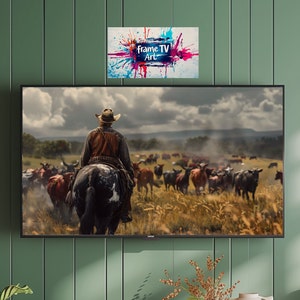 Frame TV Art | Western | Cowboy | Cattle Drive #1 | Digital download art  | Digital Download Print Art |  PNG format
