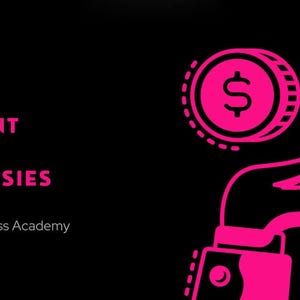 May include: A black graphic with pink text and illustrations. The text reads "20 CONTENT IDEAS FOR SISSIES" and "Mattress Actress Academy." The illustration features two coins with dollar signs and a hand.